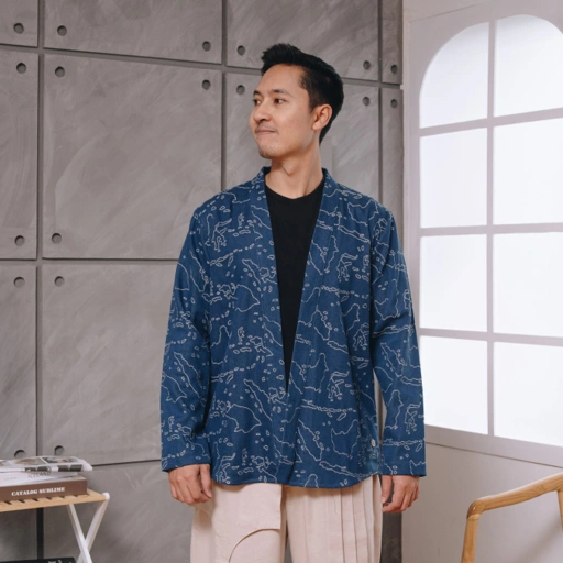 Image of NEU MEN  Outer Pria Nusantara Outer Jeans Outer Pria Navy Denim