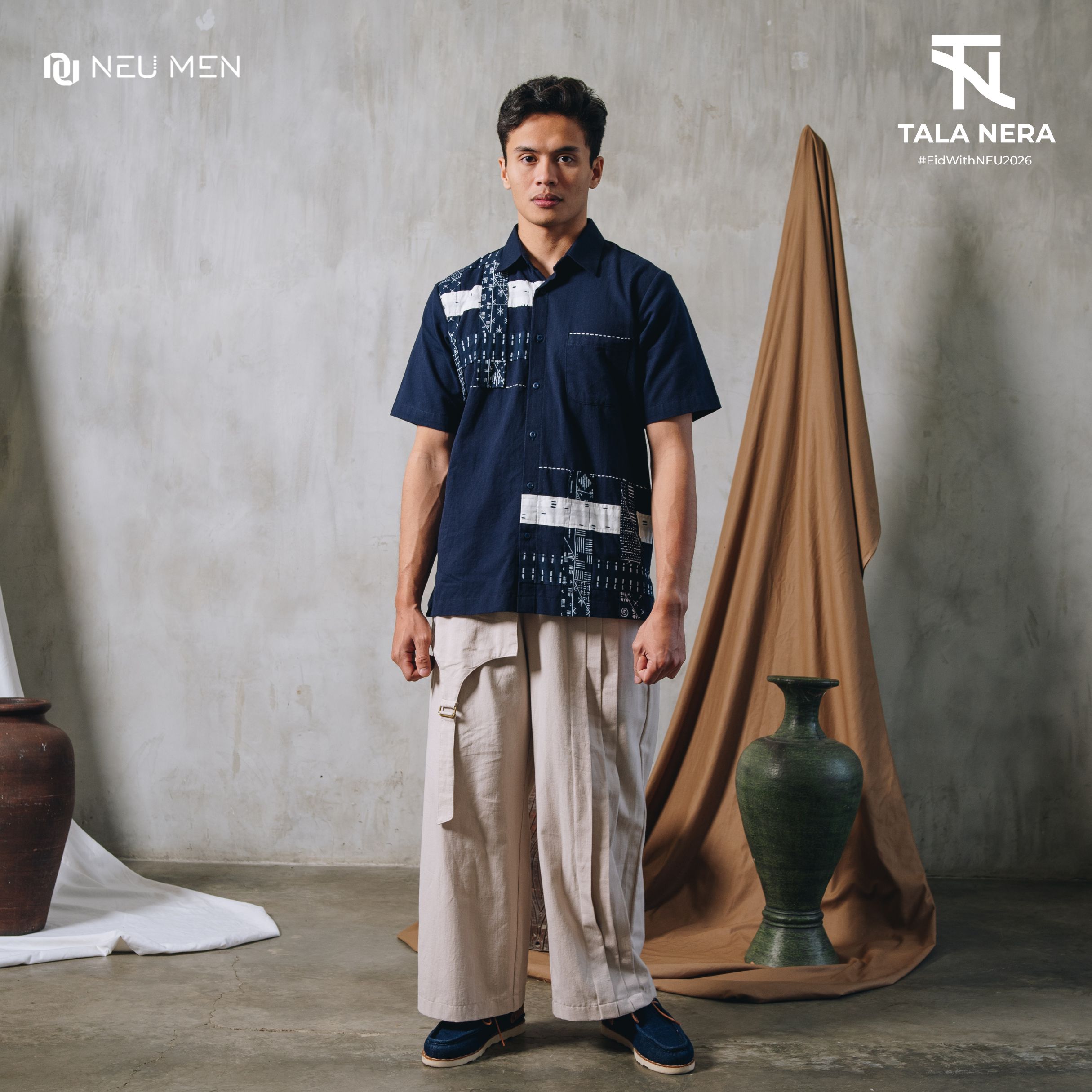 NEU MEN Kemeja Pria Mandala Shirt Navy Bahan Cotton premium