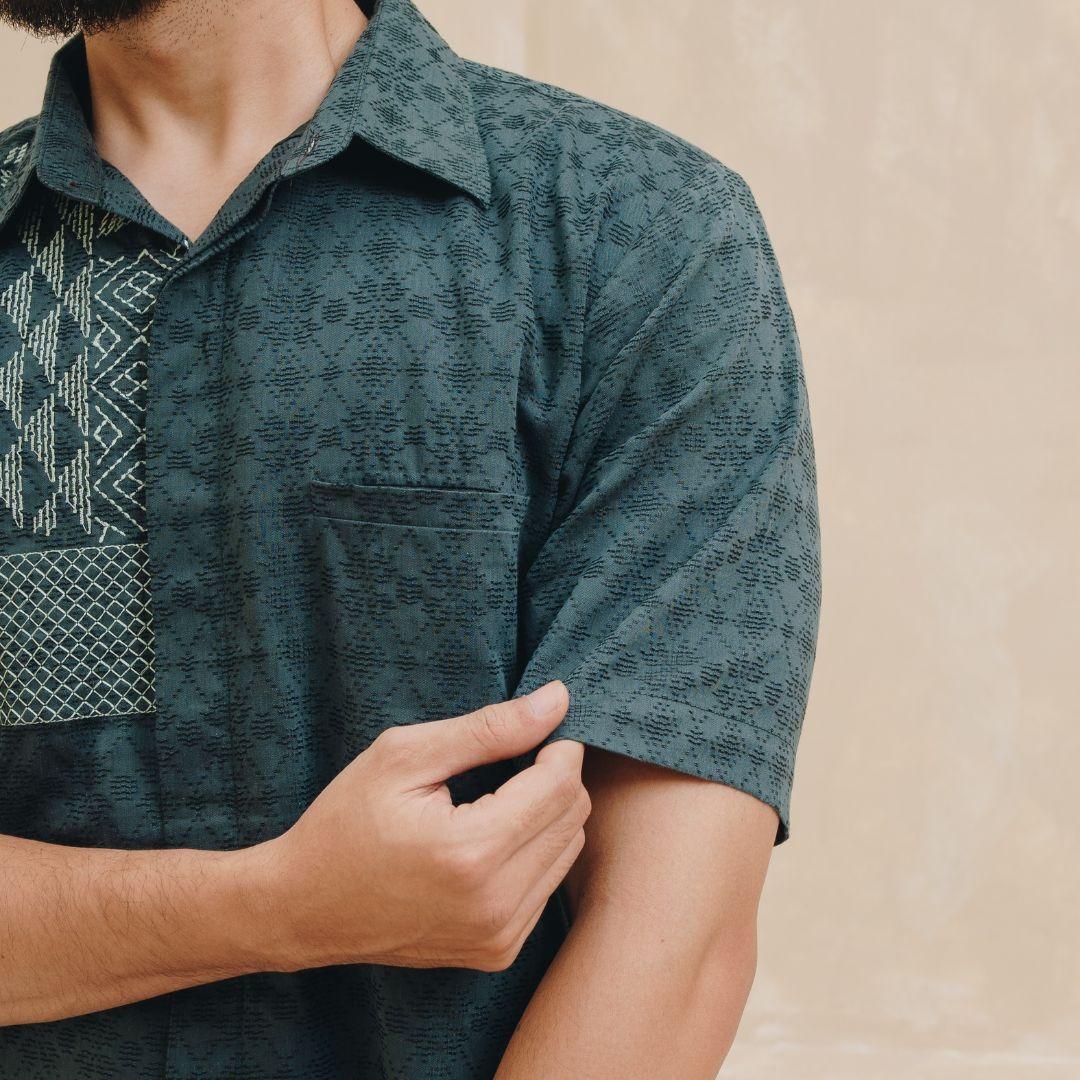 NEU MEN Kemeja Pria Kala Shirt Emerald Kemeja Pria Bahan Katun Dolby