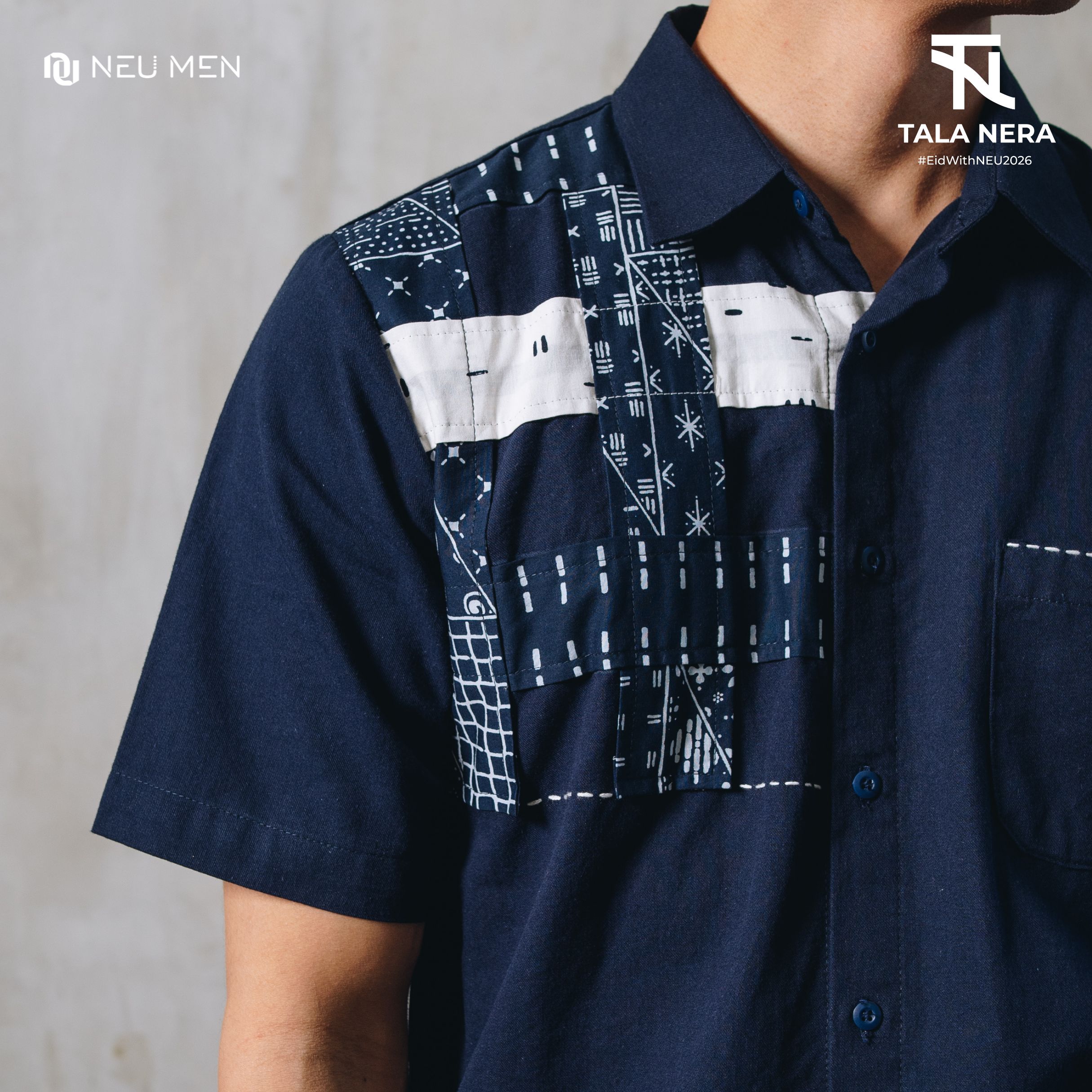 NEU MEN Kemeja Pria Mandala Shirt Navy Bahan Cotton premium