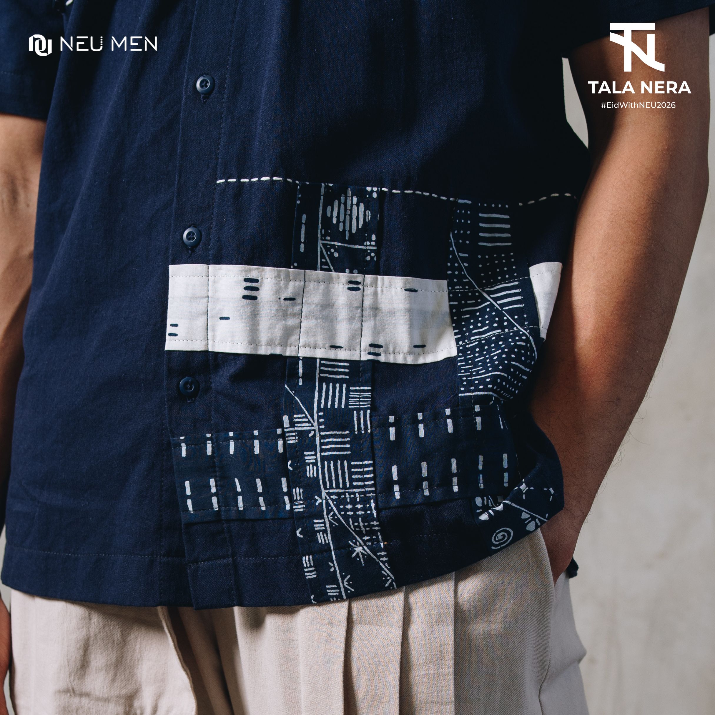 NEU MEN Kemeja Pria Mandala Shirt Navy Bahan Cotton premium
