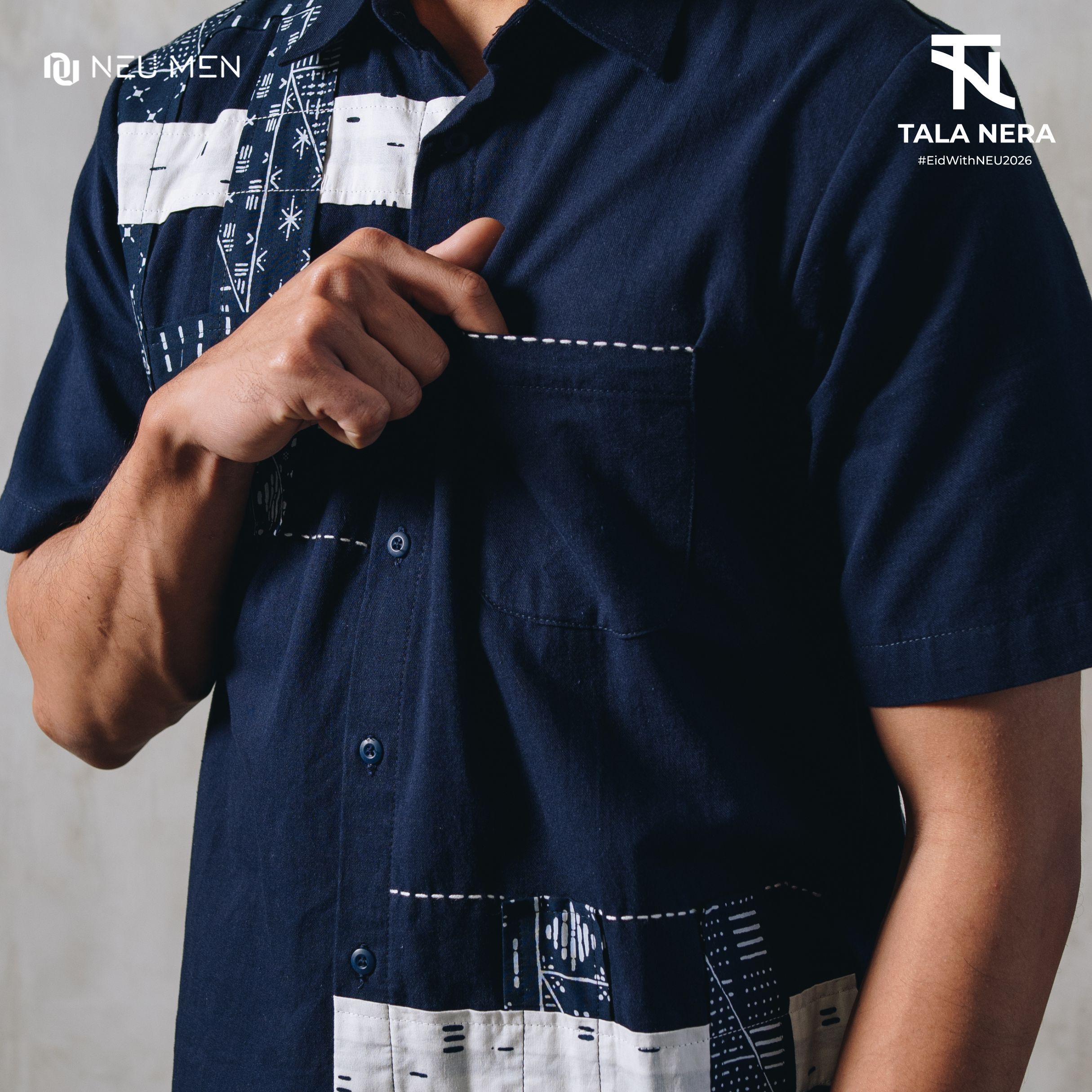 NEU MEN Kemeja Pria Mandala Shirt Navy Bahan Cotton premium