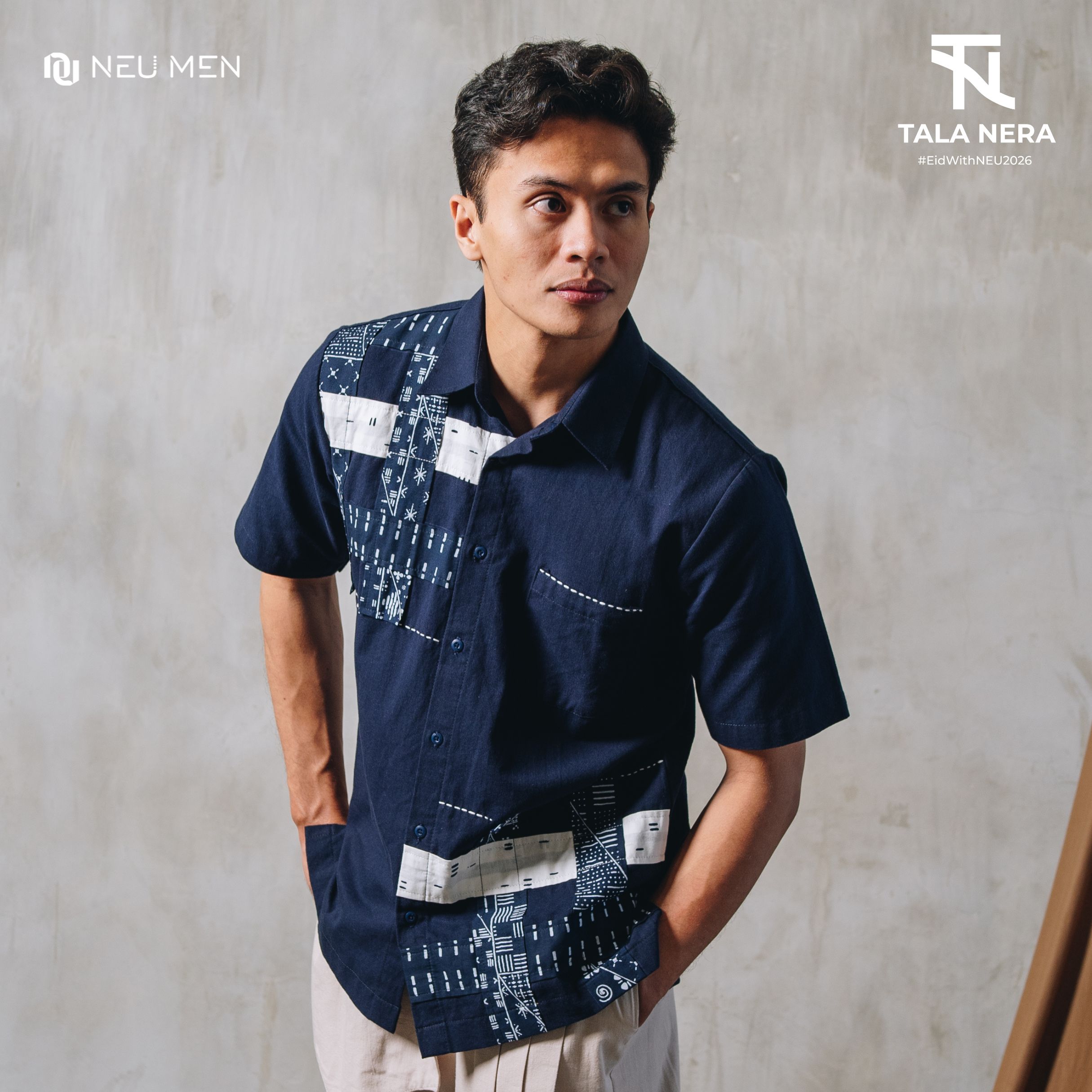 NEU MEN Kemeja Pria Mandala Shirt Navy Bahan Cotton premium