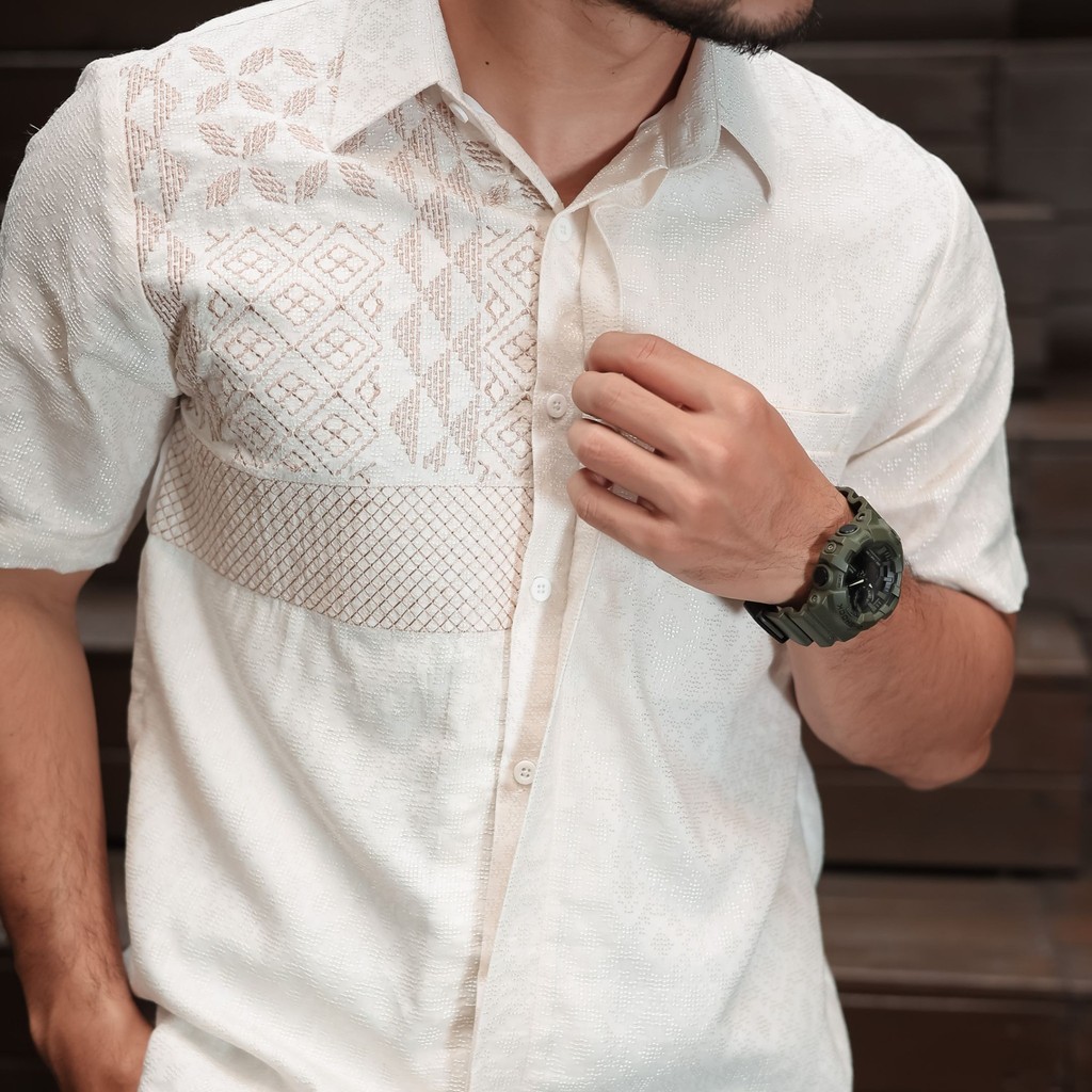 NEU MEN  Kemeja Pria Kala BW Shirt  Kemeja Pria Katun Dolby Bordir