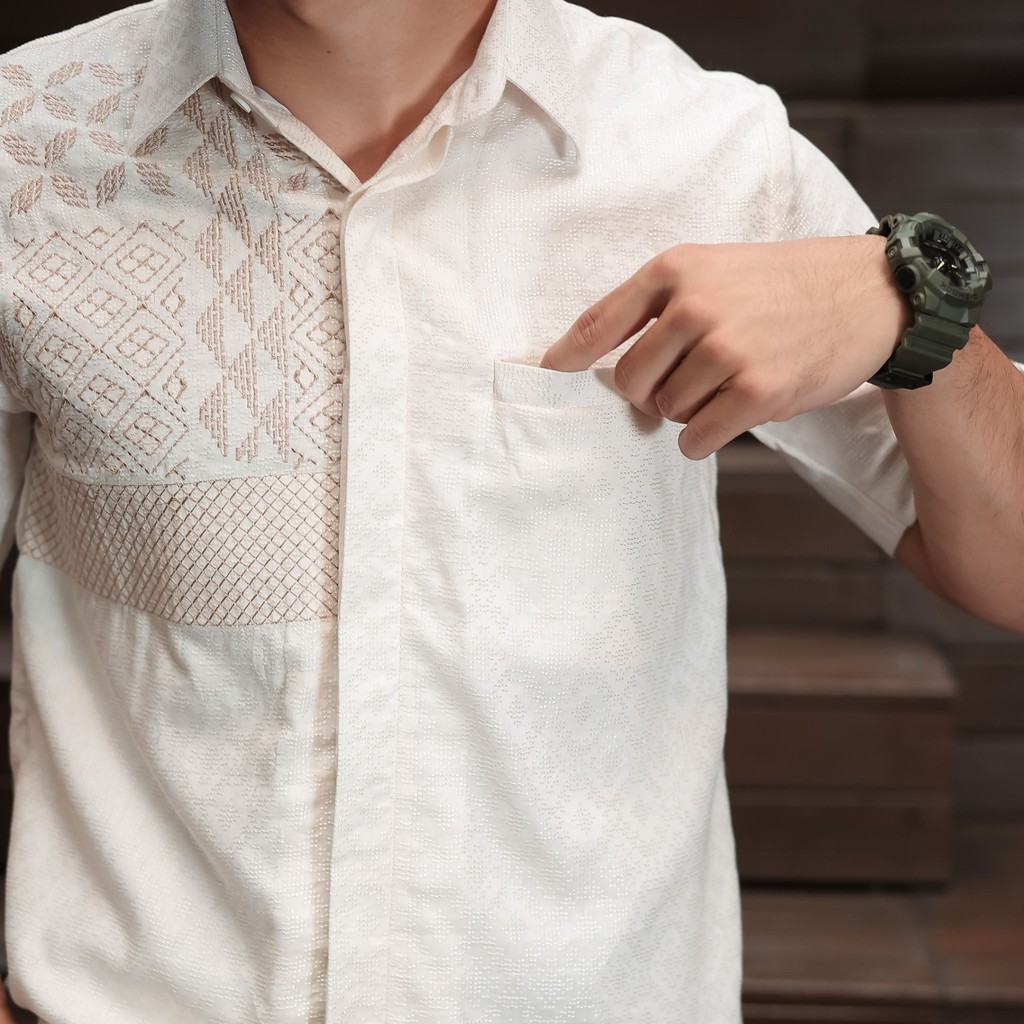 NEU MEN  Kemeja Pria Kala BW Shirt  Kemeja Pria Katun Dolby Bordir
