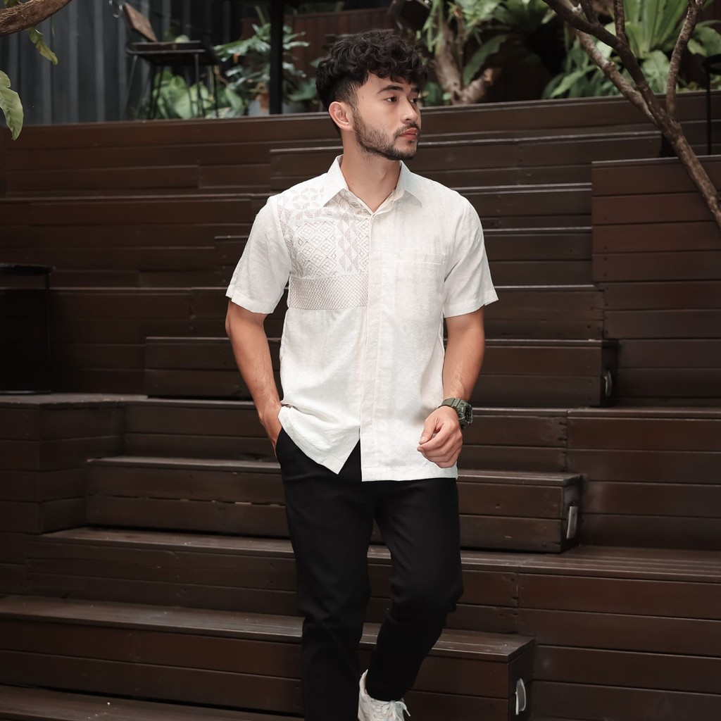 NEU MEN  Kemeja Pria Kala BW Shirt  Kemeja Pria Katun Dolby Bordir