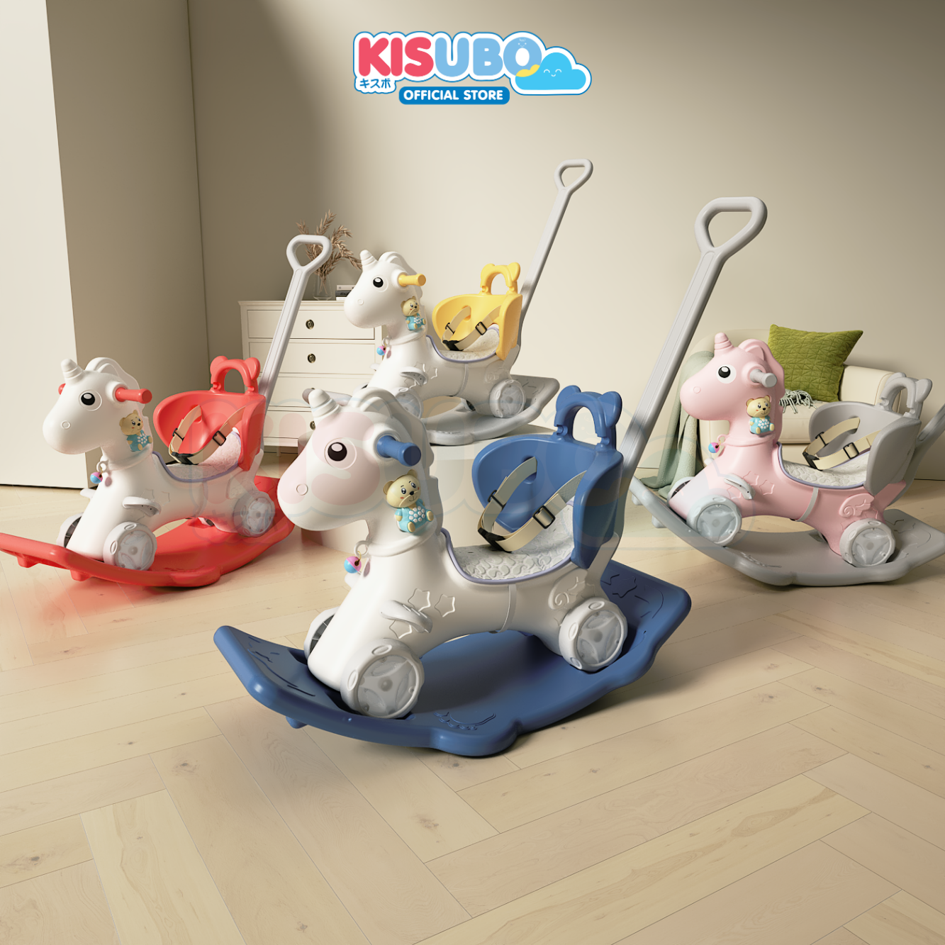KISUBO Rocking Horse With Backrest Mainan Kuda Kudaan
