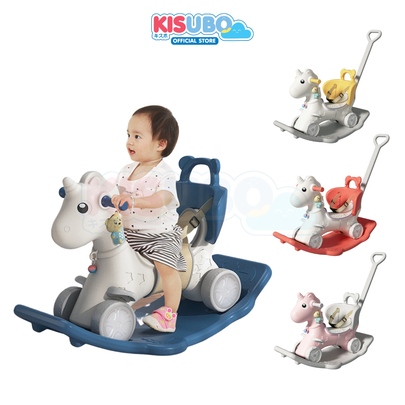 KISUBO Rocking Horse With Backrest Mainan Kuda Kudaan