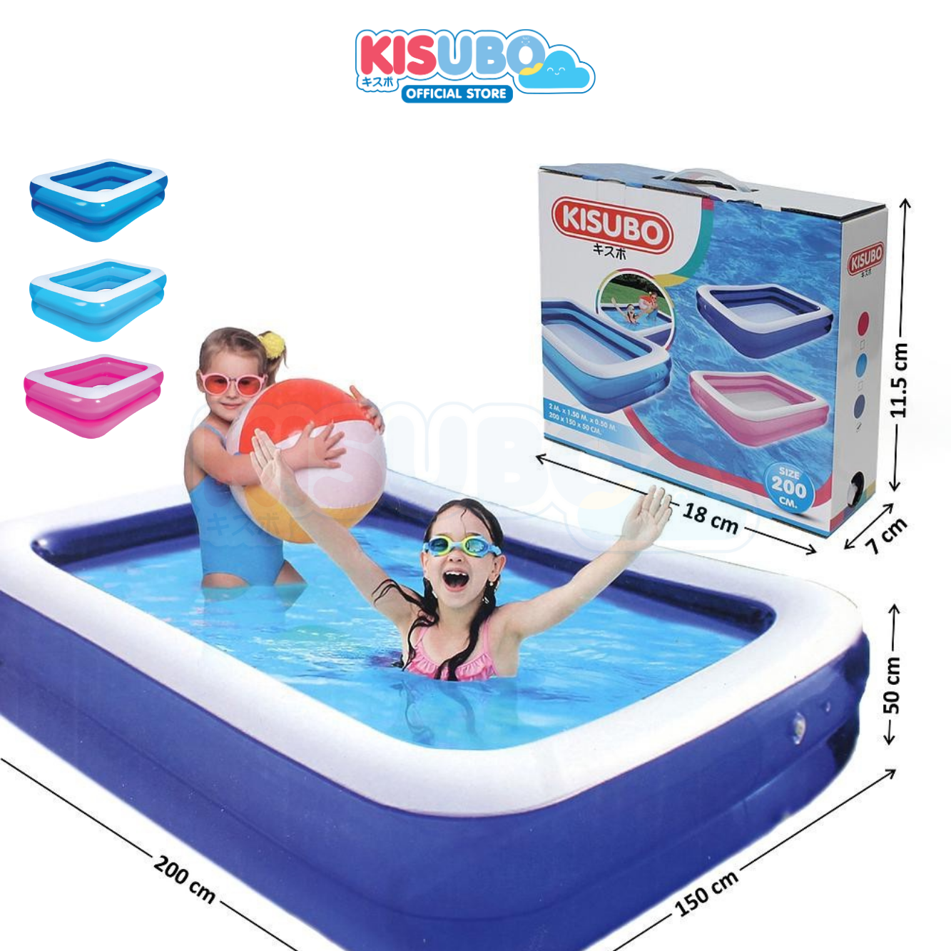KISUBO Kolam Renang Anak Murah Mandi Bola Inflatable Kids Family Pool KISUBO (Japan Quality) Ukuran 1.55 M / 2 M / 3
