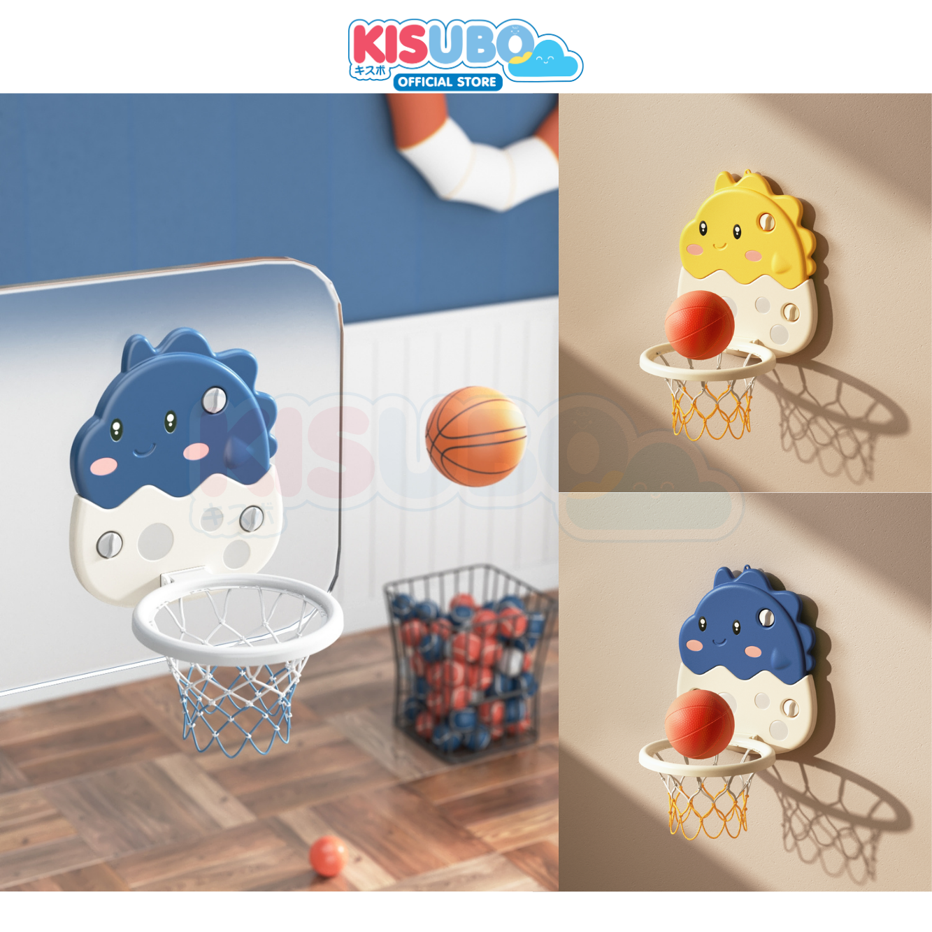 KISUBO Dinosaur Wall Hanging Basketball Board Foldable Suction Cup