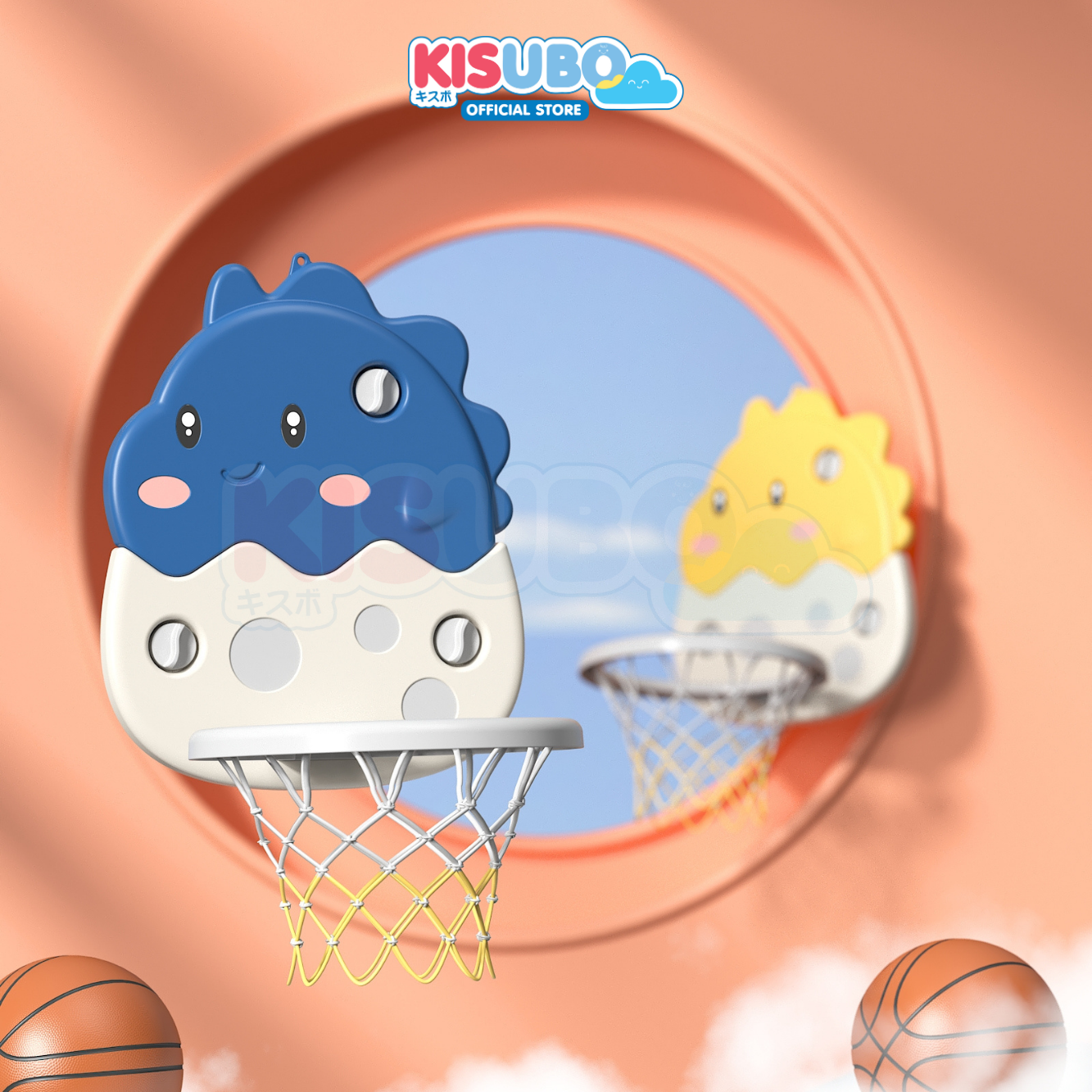 KISUBO Dinosaur Wall Hanging Basketball Board Foldable Suction Cup