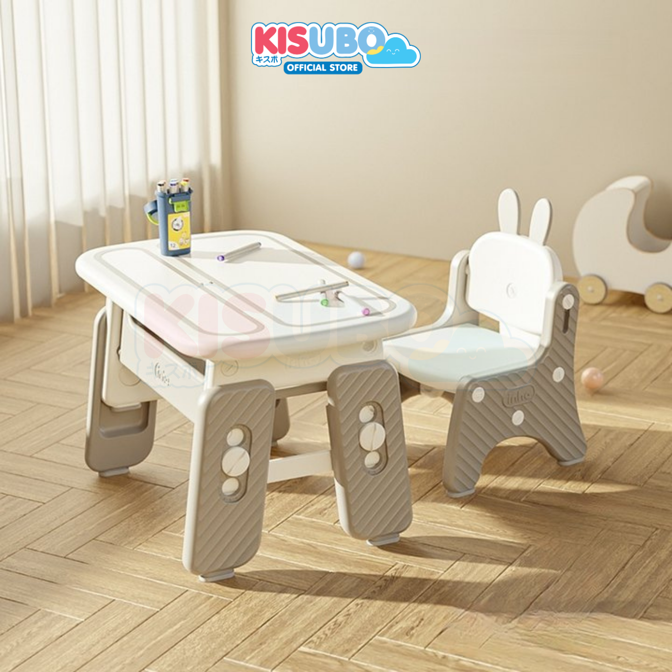 KISUBO Rabbit Table Chair Set Meja Belajar Anak