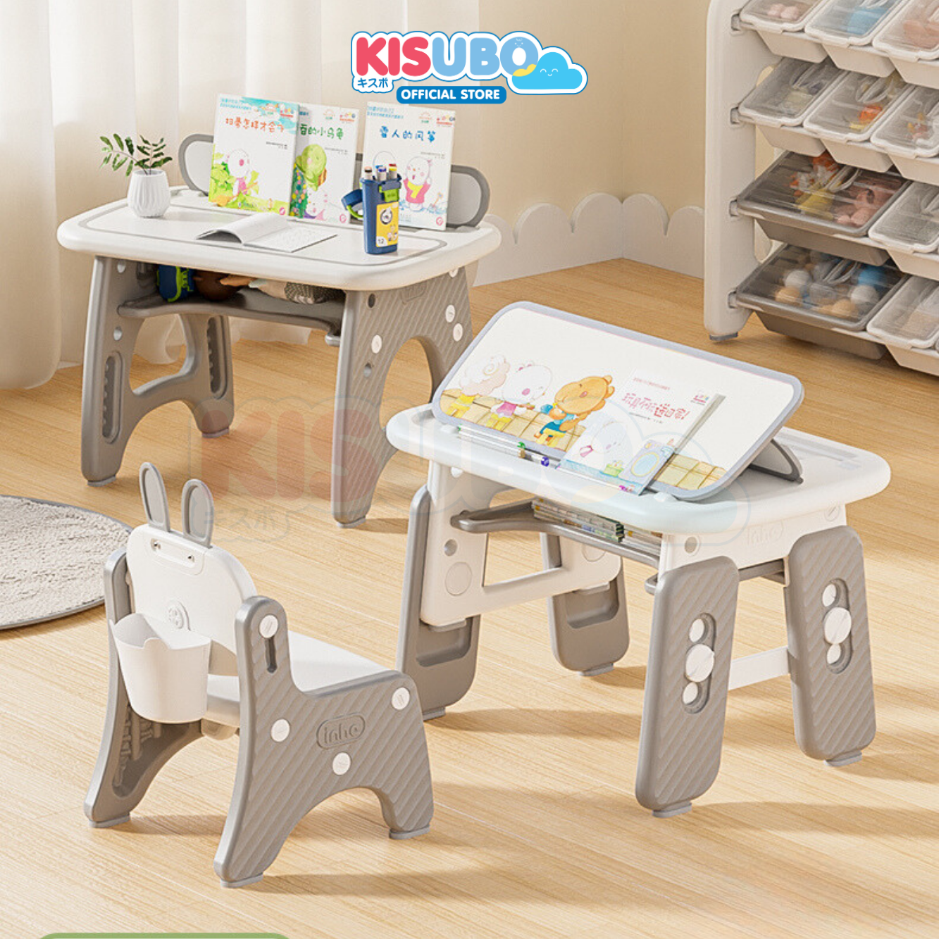 KISUBO Rabbit Table Chair Set Meja Belajar Anak