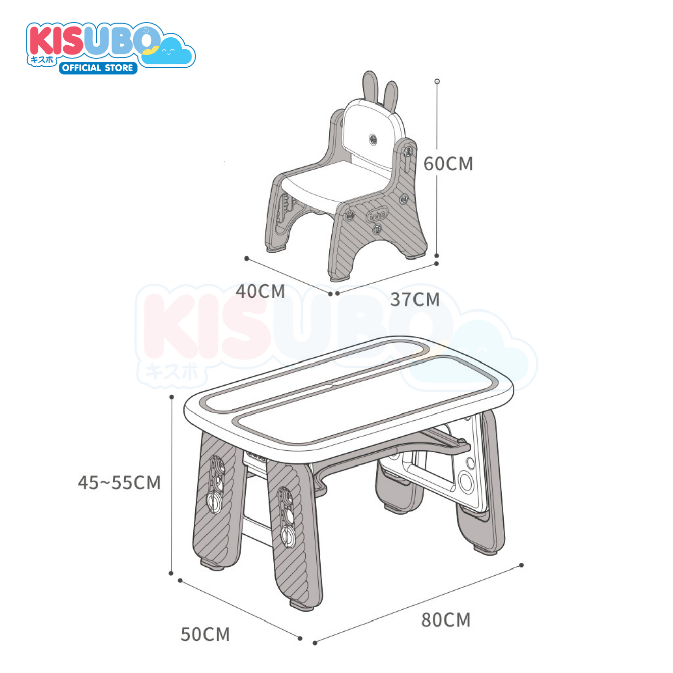 KISUBO Rabbit Table Chair Set Meja Belajar Anak