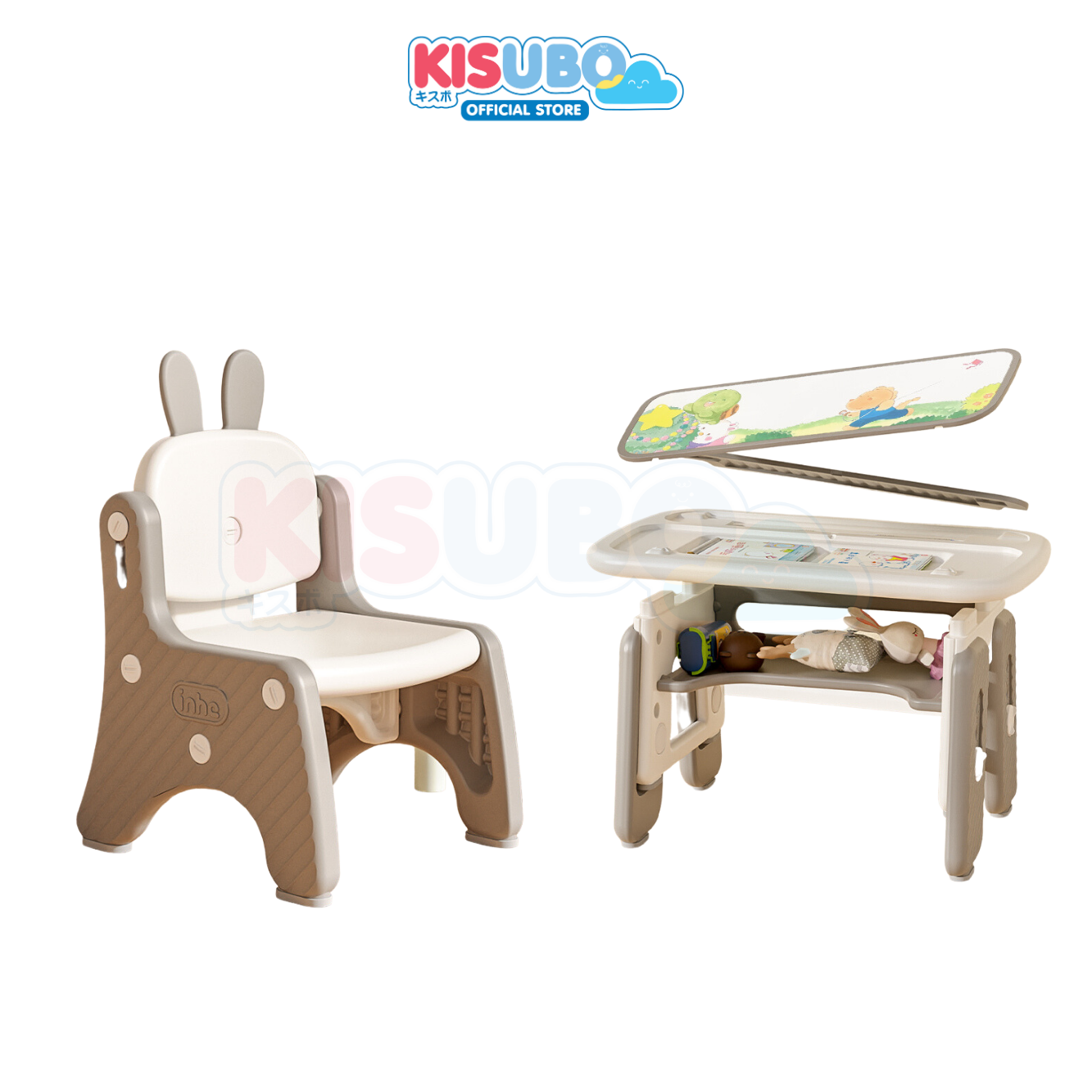 KISUBO Rabbit Table Chair Set Meja Belajar Anak
