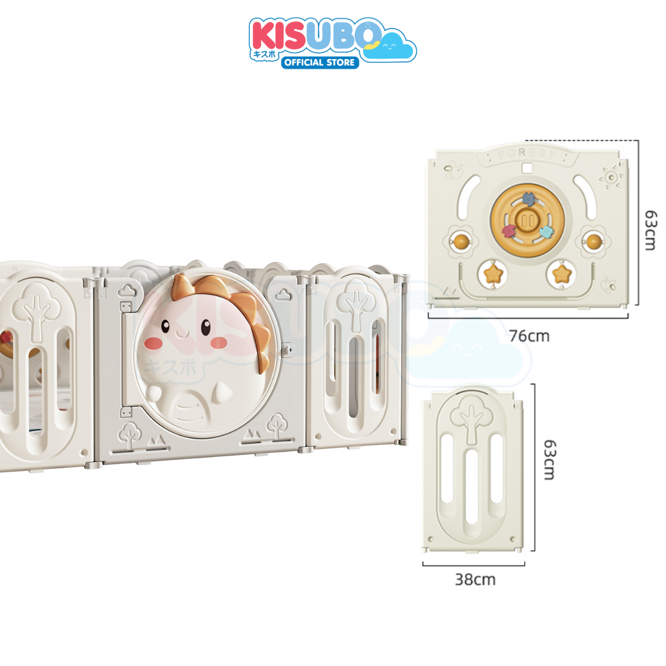 KISUBO Dino Additional Playpen Fence Panel with Connector Set