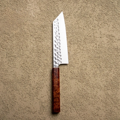 Image of D2 Stainless Bunka Tsuchime 170mm, Amboyna Burl 