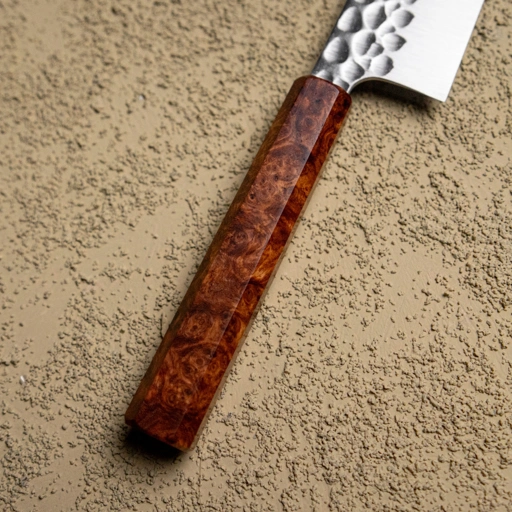 Image of D2 Stainless Bunka Tsuchime 170mm, Amboyna Burl 
