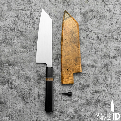 Image of Stainless D2 Bunka 175mm Migaki, Ebony wood,  teakwood burl  + Double micarta