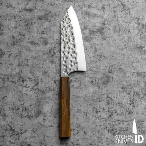 Image of Single Bevel K-Tip Deba 160mm Nashiji Tsuchime, full Jatiwood