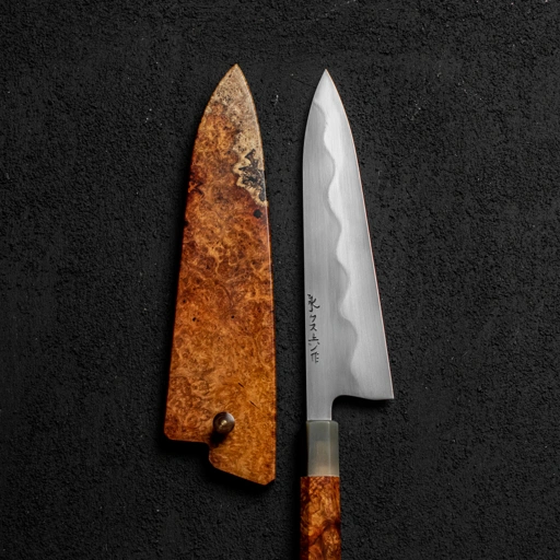 Image of Keskin Gyuto 210mm, Amboyna Burl Dress w/ Blonde Horn #005