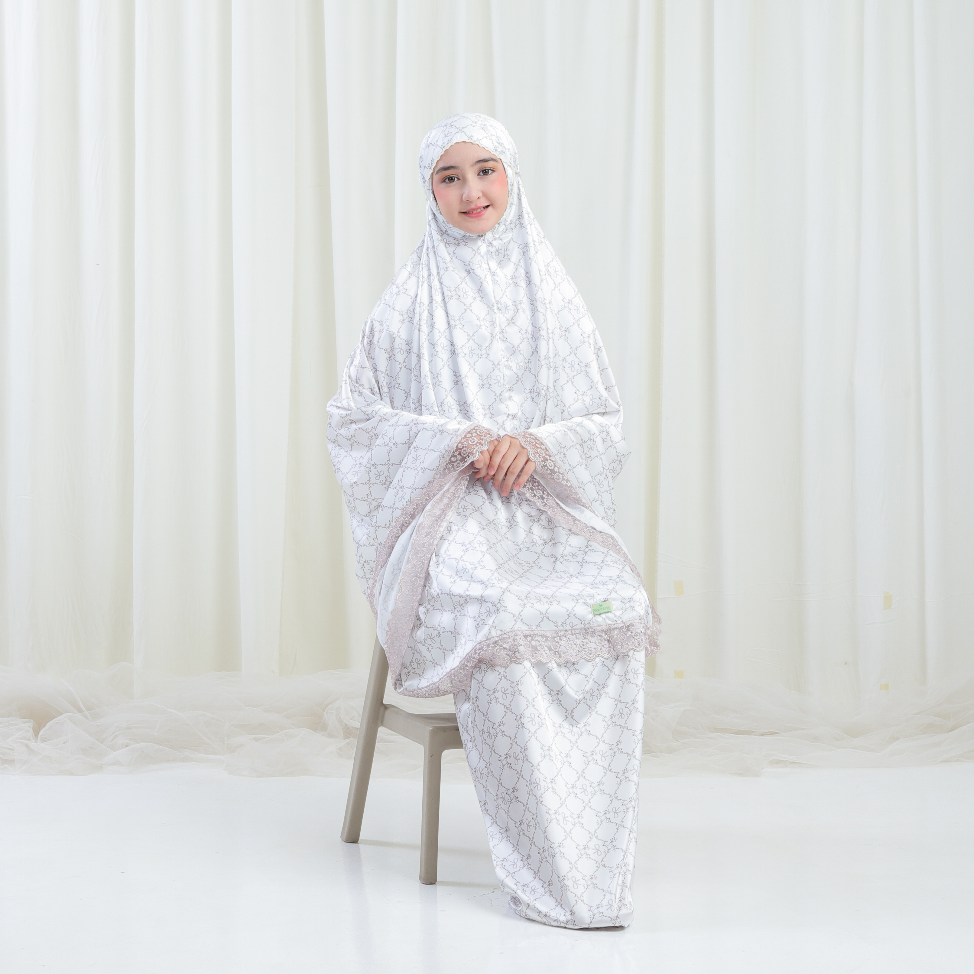 Mukena armany anak silky premium 2 in 1 jumbo mewah muslim armanie AM01 dengan renda motif