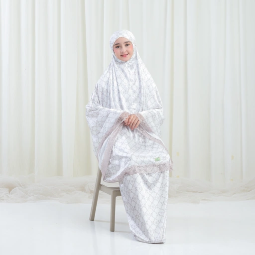 Image of Mukena armany anak silky premium 2 in 1 jumbo mewah muslim armanie AM01 dengan renda motif