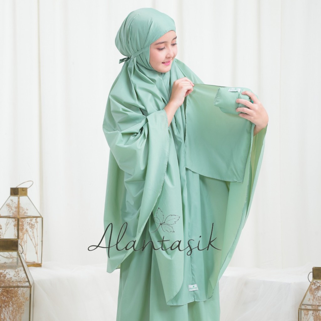 Alantasik Mukena Tian Traveling Mini Pouch Parasut Korea Anak tanggung 6-14thn 2in1 Resleting Dagu