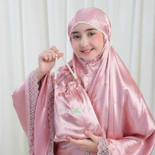 Image of Mukena ANAK TANGGUNG UMUR 6 8 10 12 14 TAHUN Sutra Armany Silk Jaquard / jaguard  2in1 Renda Tille Bordir Mewah AJ01