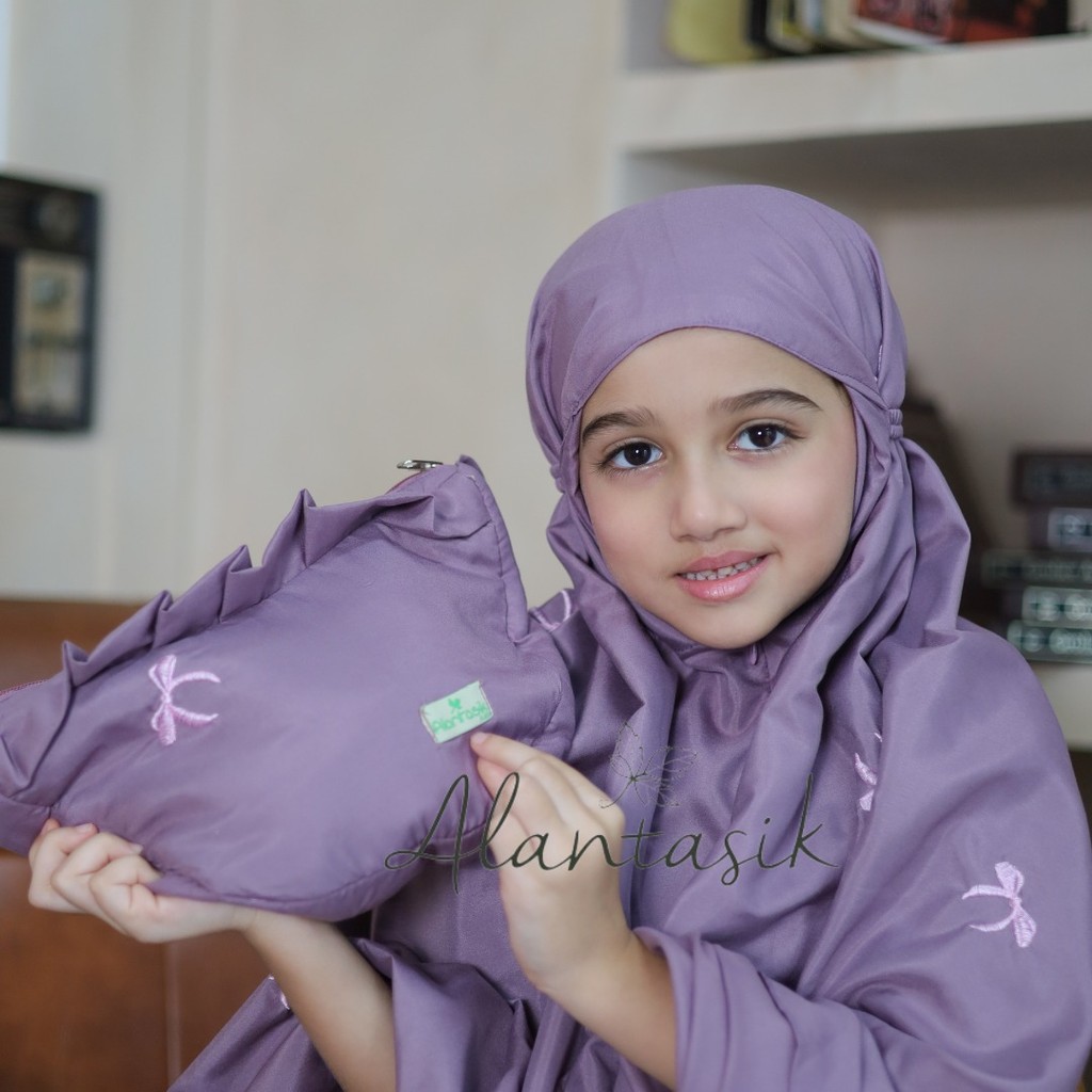 Mukena Anak Travel Katun Bordir  Kids pita Coquette Series 2in1travel kisaran 6 7 8 9 10 12 13 tahun