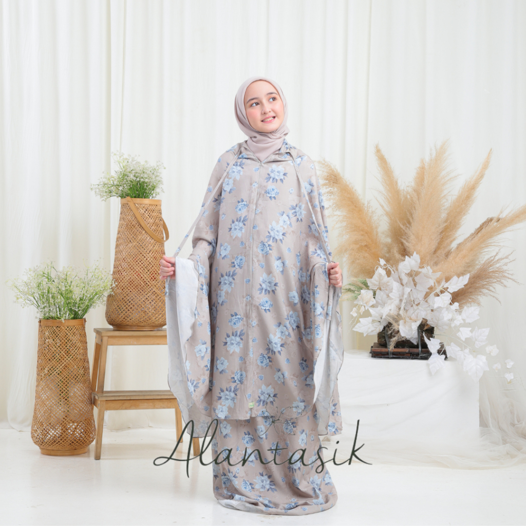 MUKENA anak rayon viscose SD Tanggung Halwa series 8-14 tahun 2 in 1 resleting