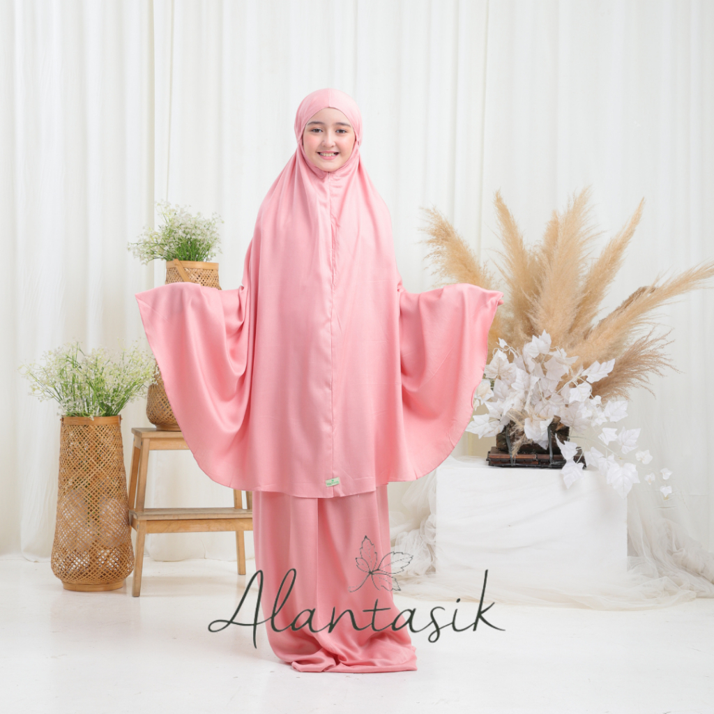 MUKENA anak rayon polos SD Tanggung khasana series 8-14 tahun 2 in 1 resleting