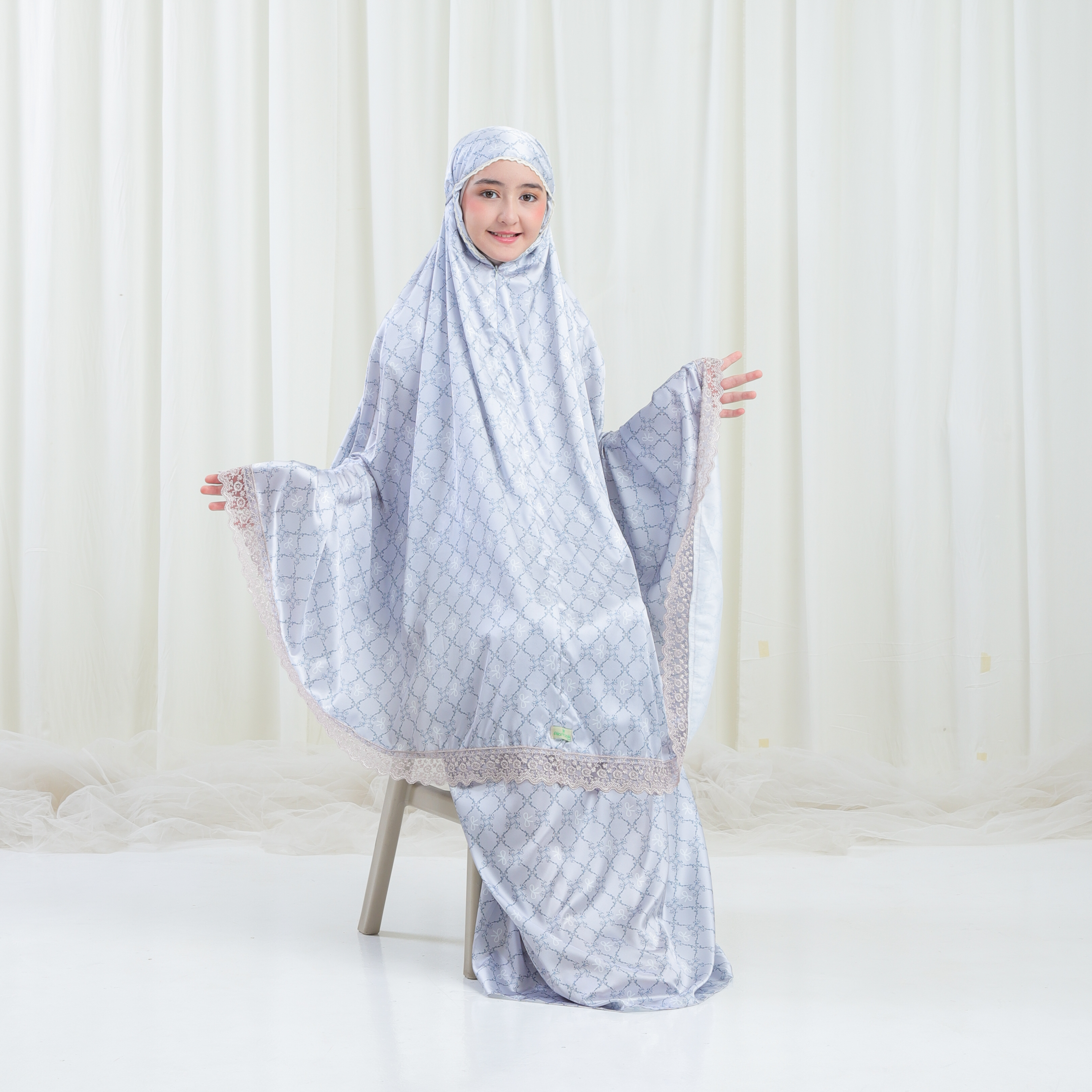 Mukena armany anak silky premium 2 in 1 jumbo mewah muslim armanie AM01 dengan renda motif