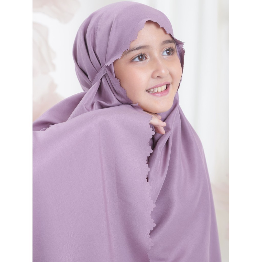 Alantasik Mukena  TYAS Anak Polos travel mini   6-14thn   2in1 Resleting Dagu Finishing Lasercut
