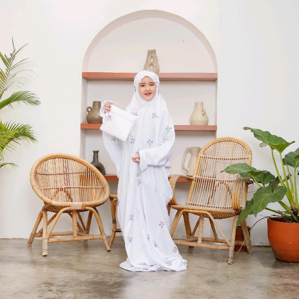 Mukena Terusan bordir ANAK 100 bunga Tasik Katun Muslim
