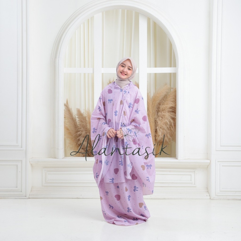 MUKENA Anak Parasut Tanggung travel motif bunga PR Mukena Travel Mini Anak 2in1 Parasut Korea ziper