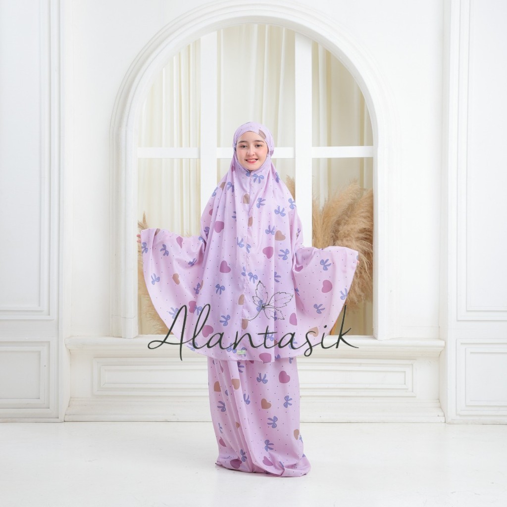 MUKENA Anak Parasut Tanggung travel motif bunga PR Mukena Travel Mini Anak 2in1 Parasut Korea ziper