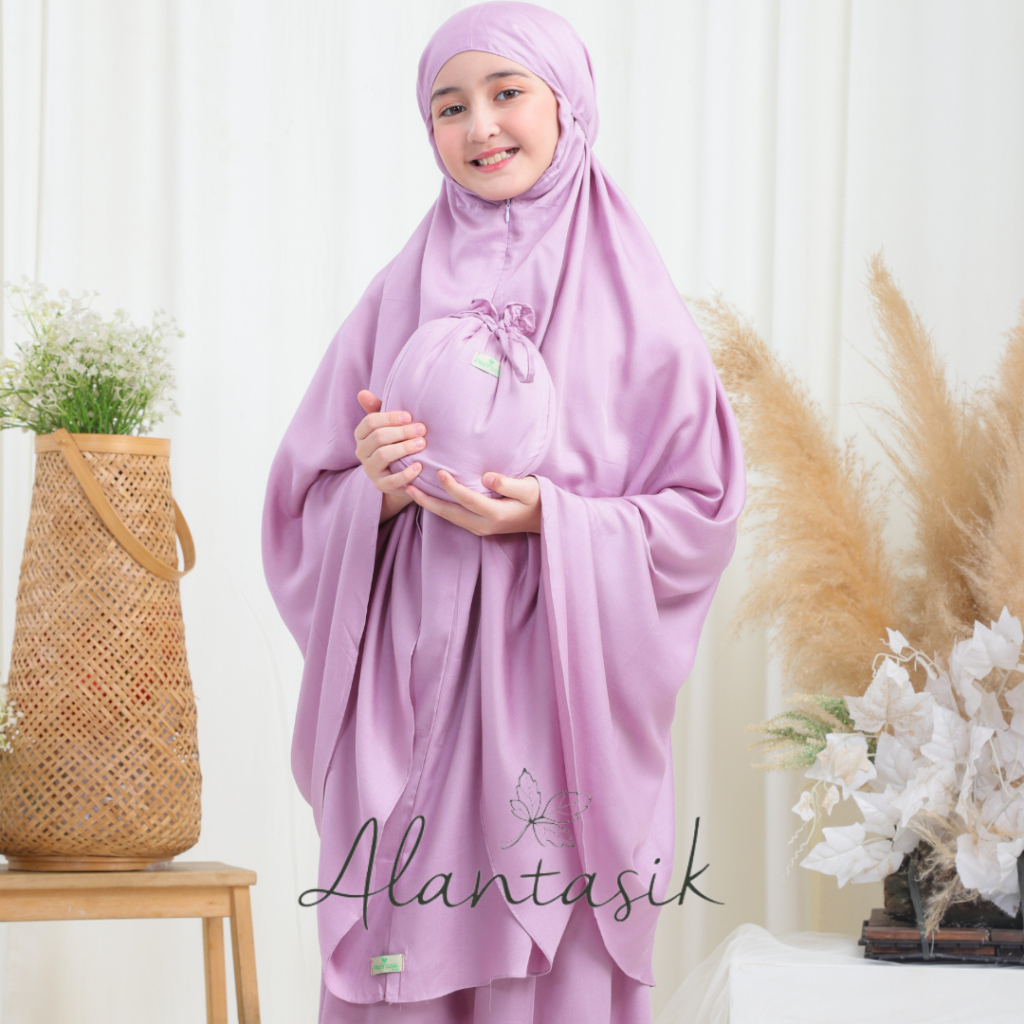 MUKENA anak rayon polos SD Tanggung khasana series 8-14 tahun 2 in 1 resleting