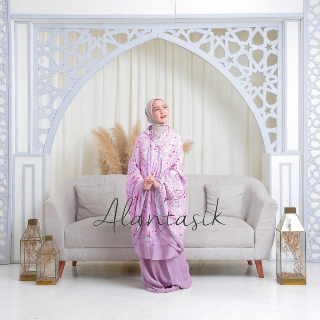 Mukena Anak Amena Tanggung Motif ESKRIM 2 in 1 sleting dagu remaja tanggung kisaran 6-14 tahun