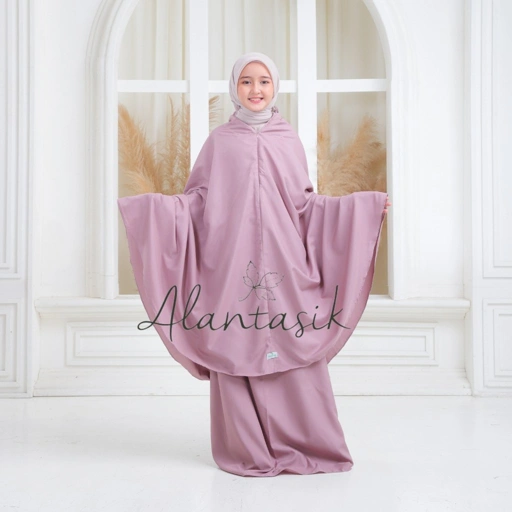 Image of Alantasik Mukena anak Polos LOLY remaja tanggung  polos 2in1travel kisaran 6 7 8 9 10 12 13 tahun