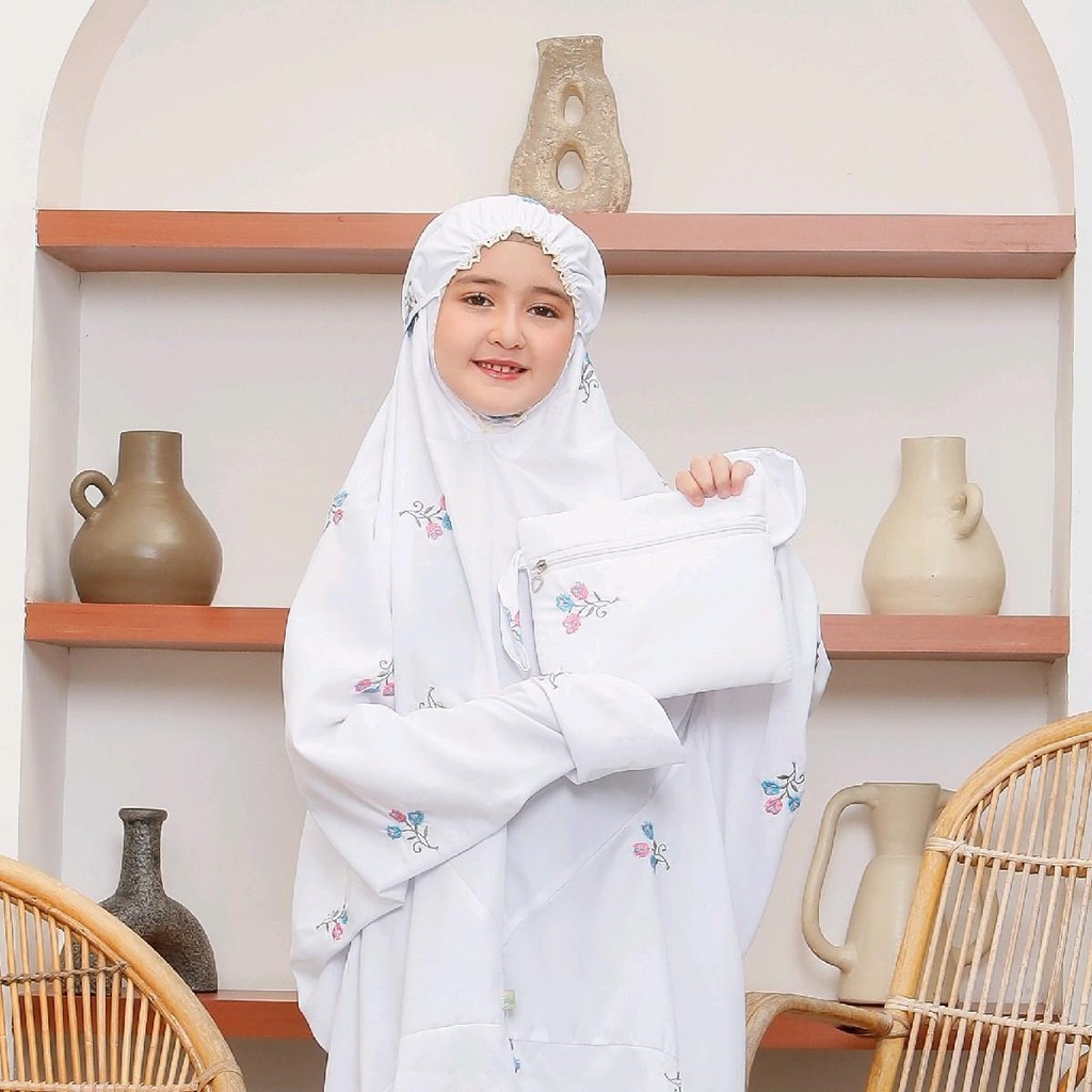 Mukena Terusan bordir ANAK 100 bunga Tasik Katun Muslim