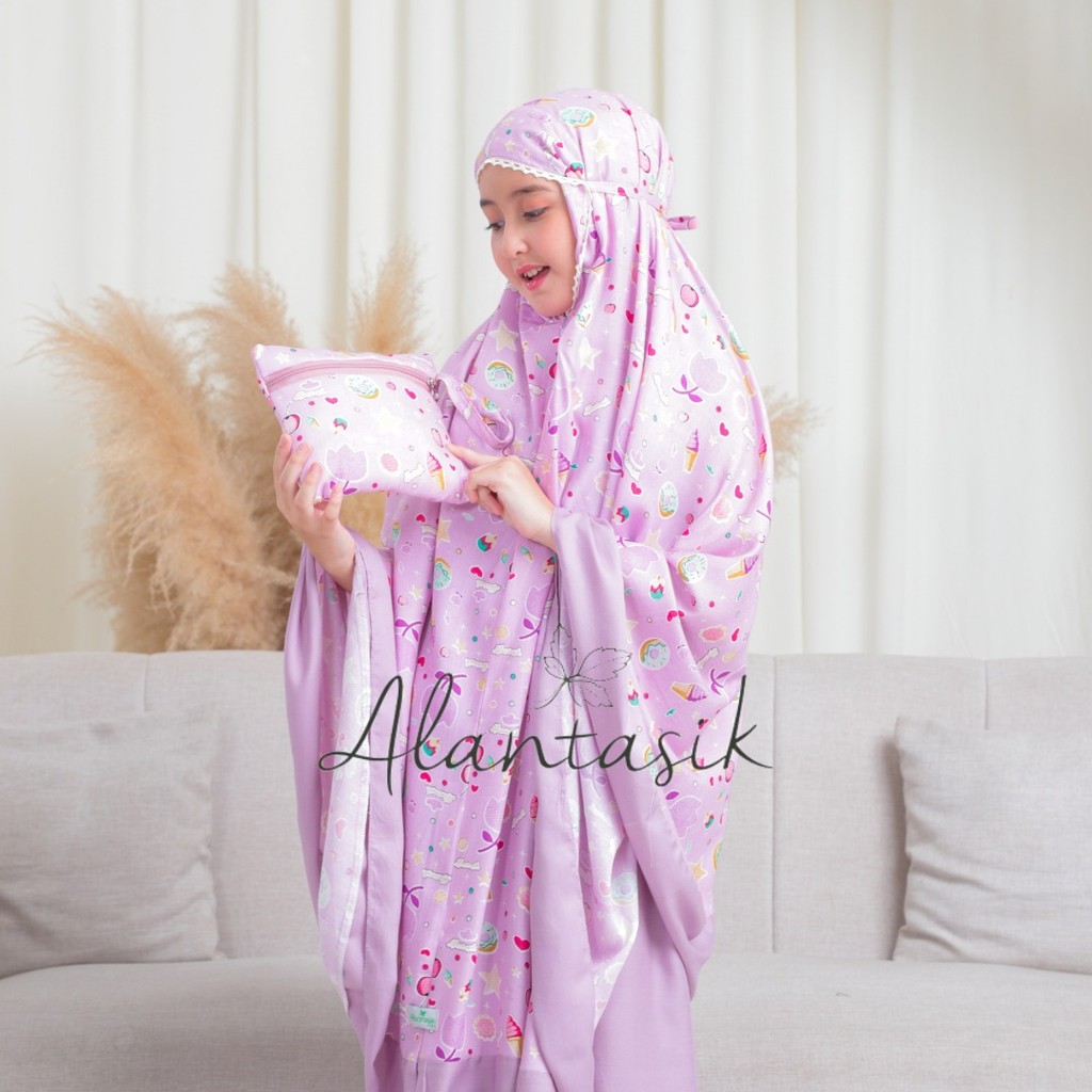 Mukena Anak Amena Tanggung Motif ESKRIM 2 in 1 sleting dagu remaja tanggung kisaran 6-14 tahun