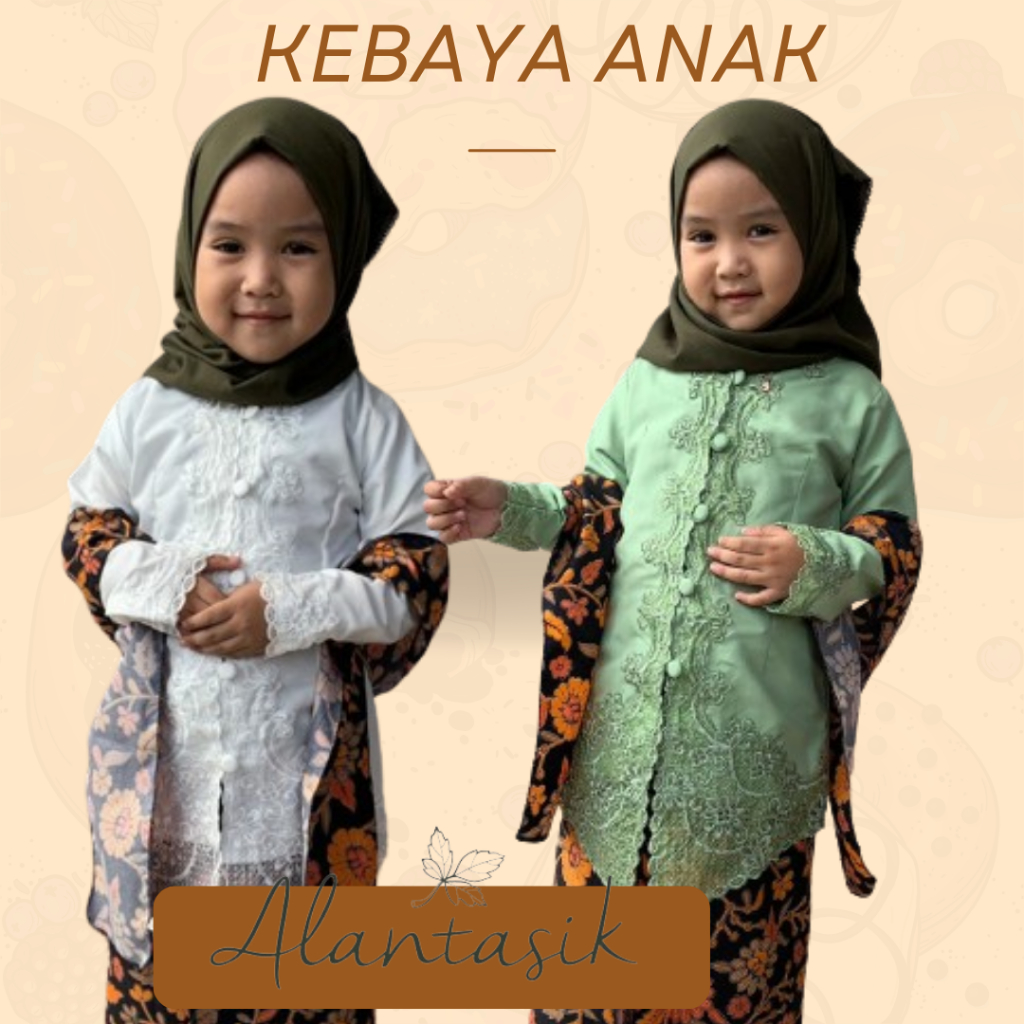 Alantasik atasan Kebaya Anak TANGGUNG Bordir Encim Sekolah Anak TK dan SD Bordir Usia 9-14 tahun