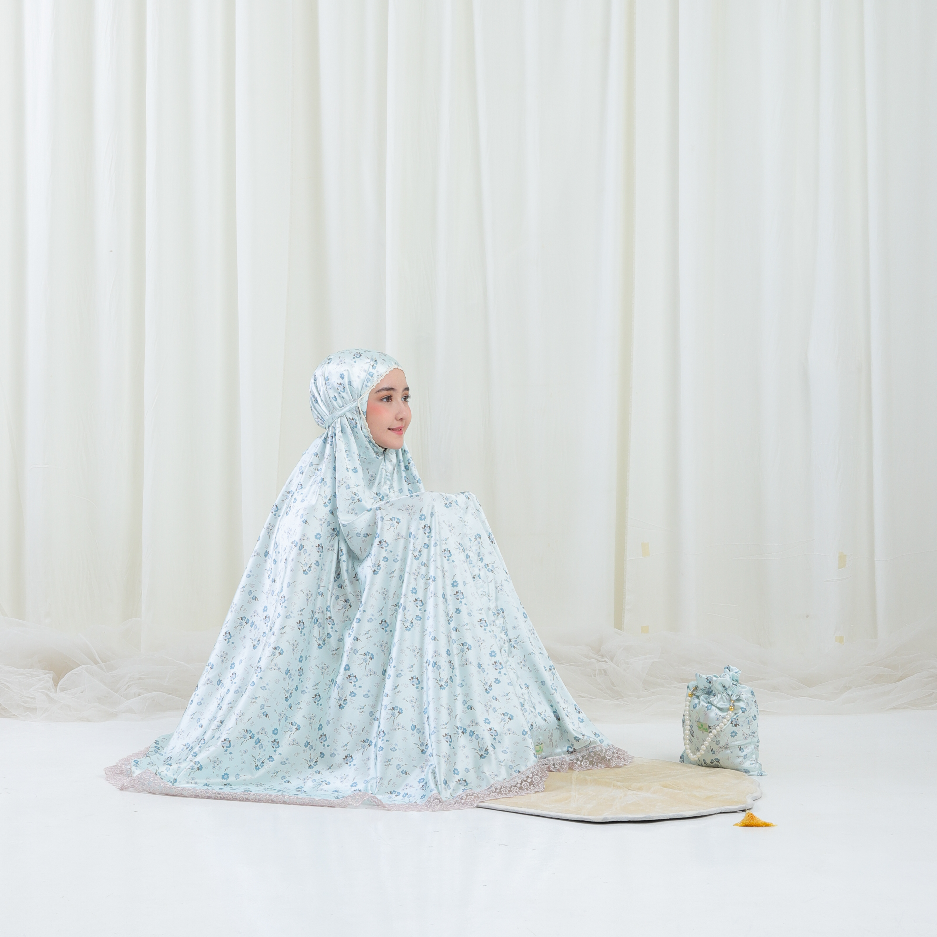 Mukena armany anak silky premium 2 in 1 jumbo mewah muslim armanie AM01 dengan renda motif