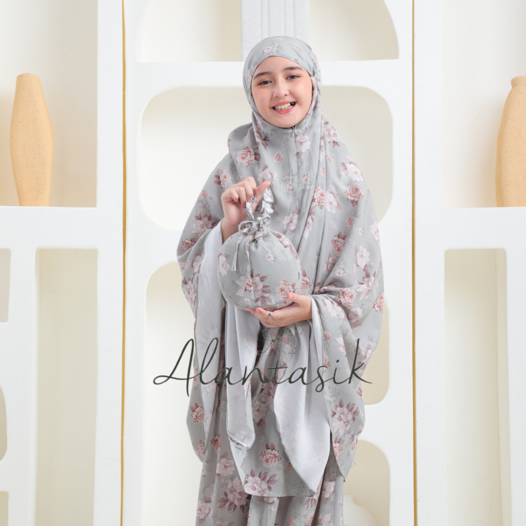 MUKENA anak rayon viscose SD Tanggung Halwa series 8-14 tahun 2 in 1 resleting