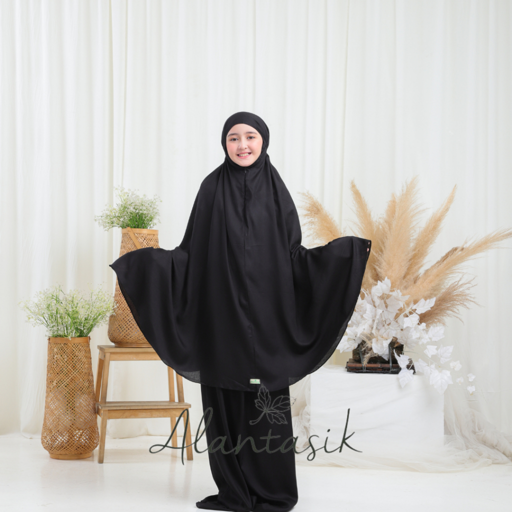 MUKENA anak rayon polos SD Tanggung khasana series 8-14 tahun 2 in 1 resleting