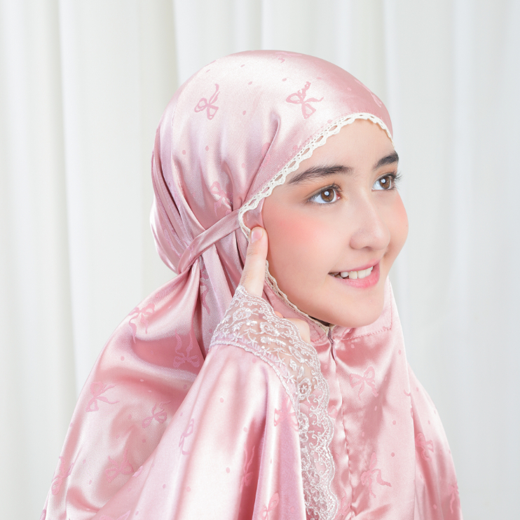 Mukena ANAK TANGGUNG UMUR 6 8 10 12 14 TAHUN Sutra Armany Silk Jaquard / jaguard  2in1 Renda Tille Bordir Mewah AJ01