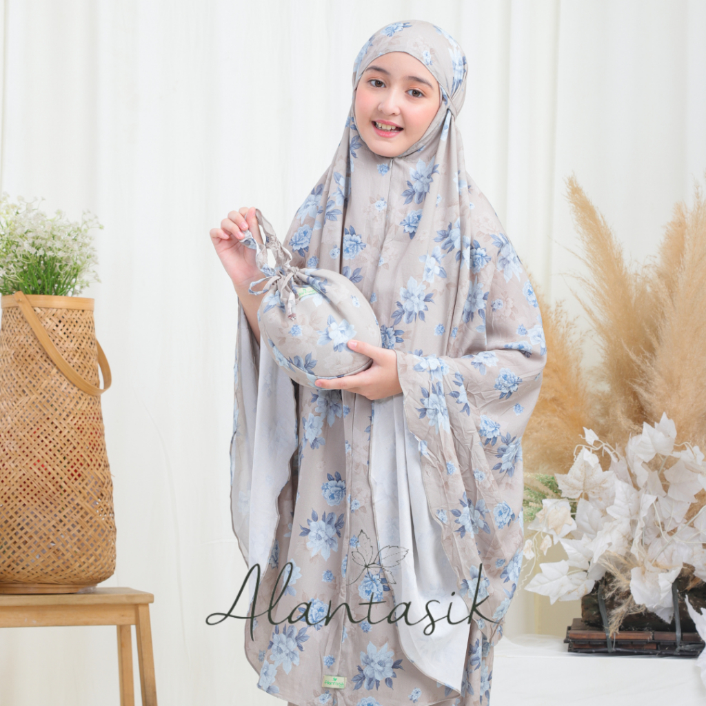 MUKENA anak rayon viscose SD Tanggung Halwa series 8-14 tahun 2 in 1 resleting
