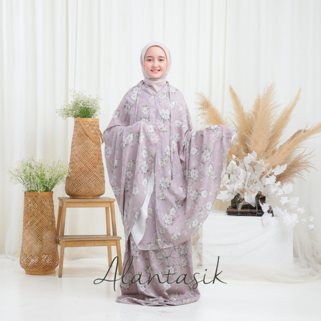 MUKENA anak rayon viscose SD Tanggung Halwa series 8-14 tahun 2 in 1 resleting
