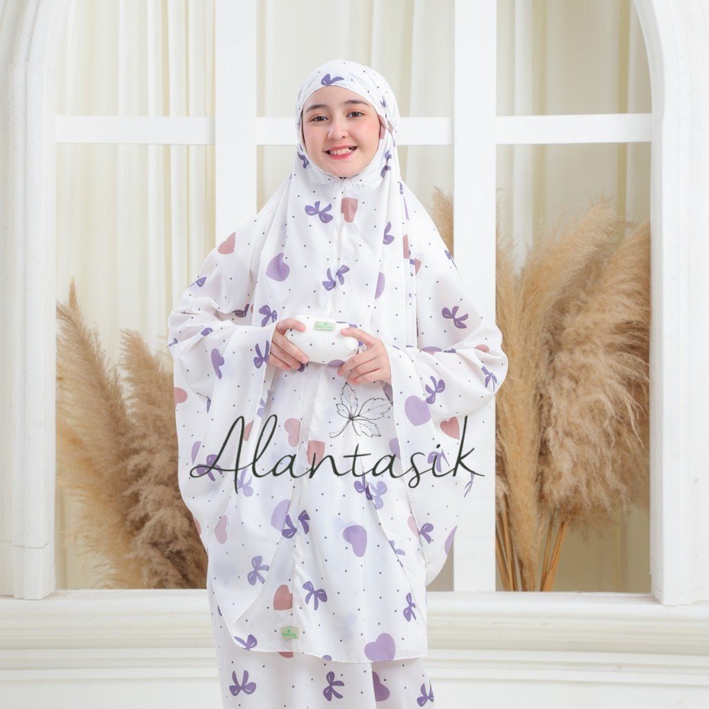 MUKENA Anak Parasut Tanggung travel motif bunga PR Mukena Travel Mini Anak 2in1 Parasut Korea ziper